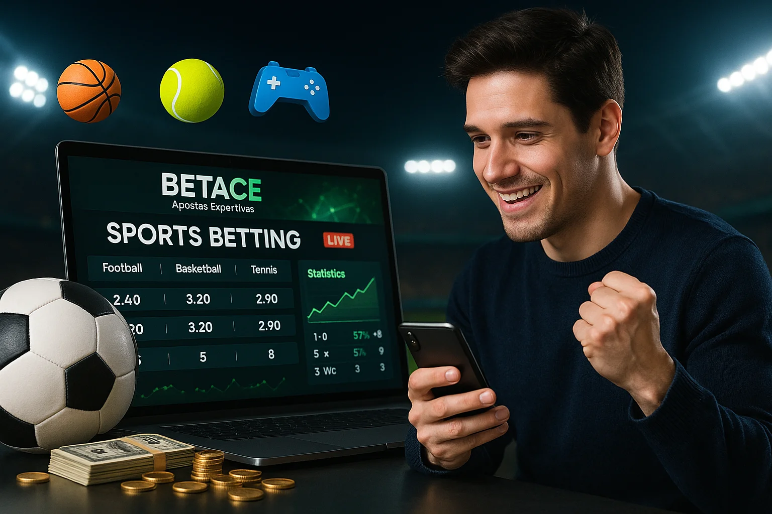 Aposte em apostas esportivas no cassino online BETACE